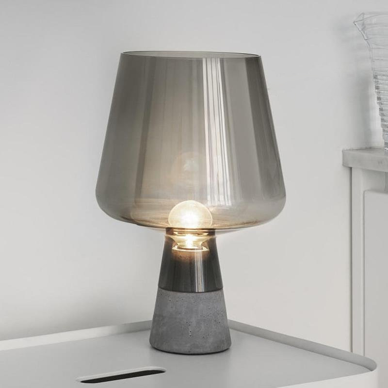 현대 산업 시멘트 테이블 램프 E27 유리 테이블 램프 거실 침실 연구 책상 장식 조명 북유럽 홈 램프